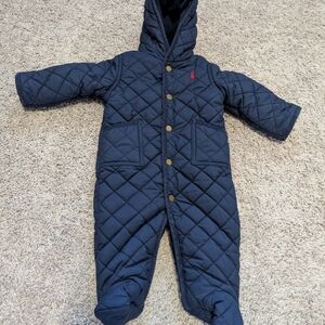 Ralph Lauren Navy Quilted Outerwear - Baby Hooded Barn Bunting